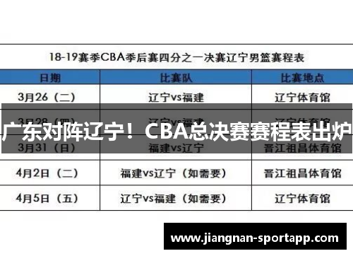 广东对阵辽宁！CBA总决赛赛程表出炉